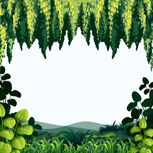 Border template with trees and mountains vector