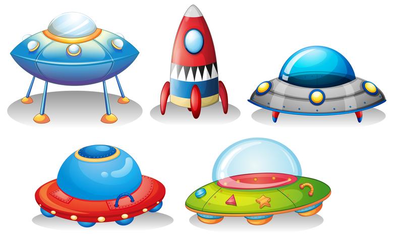 Flying saucers and a rocket vector