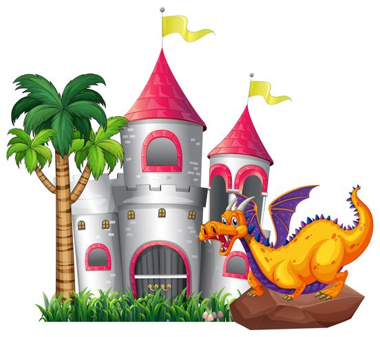 Dragon and castle vector