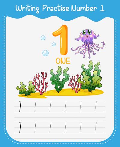 Number one tracing alphabet worksheets vector