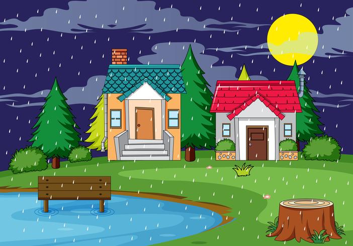 Rural house nature scene vector