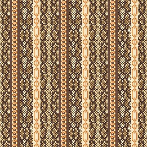 Gold chains snake skin seamless pattern. Vector illustration