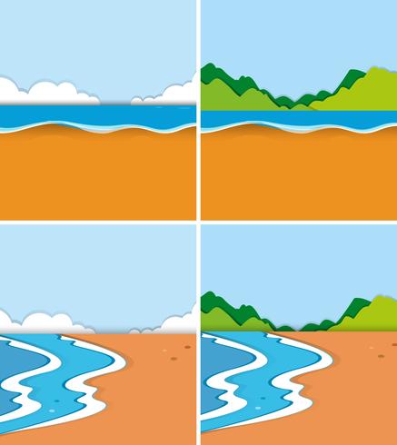 Four scenes of beach and ocean vector