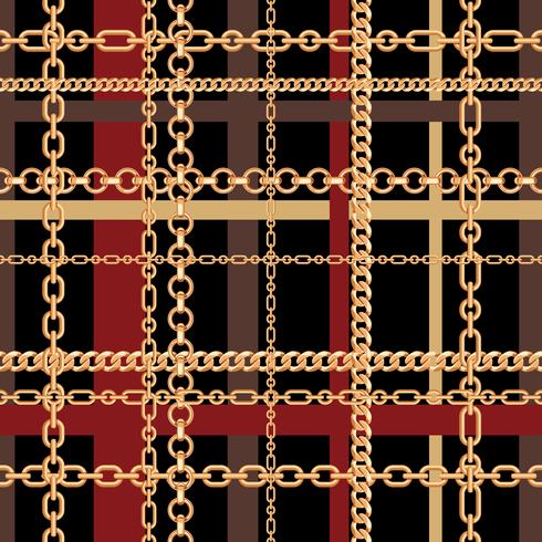 Gold chains tartan seamless pattern. Vector illustration