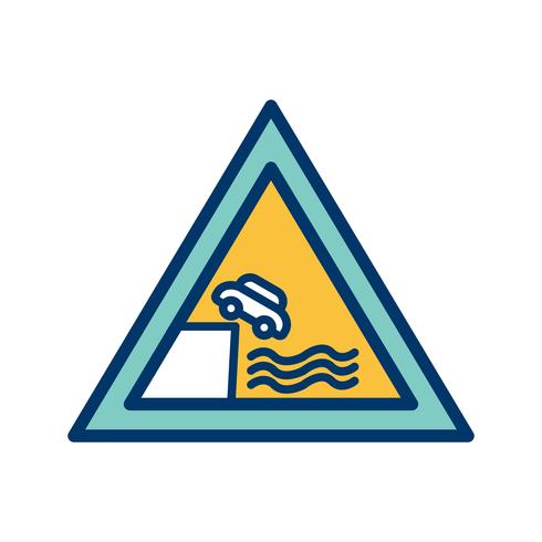 Vector Road leads on to quay or river bank Icon