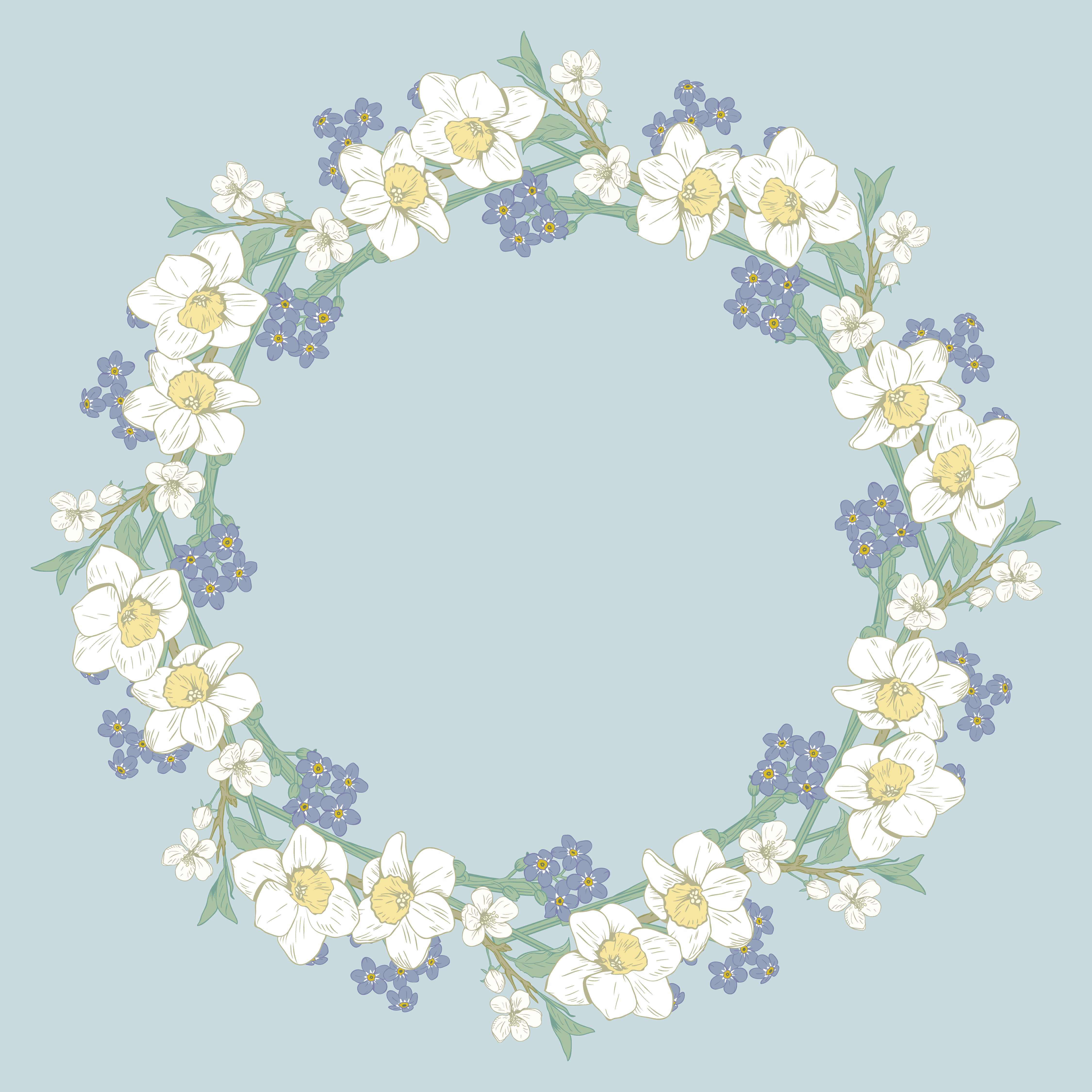 Download Floral round pattern on blue background. Vector illustration 361990 Vector Art at Vecteezy