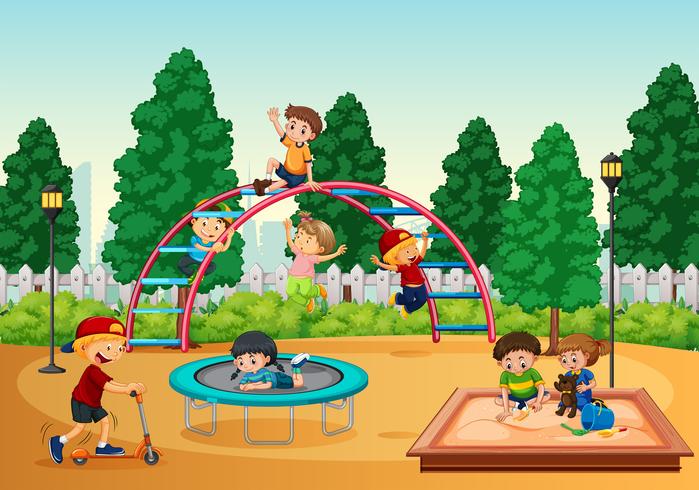 Children playing at playground vector