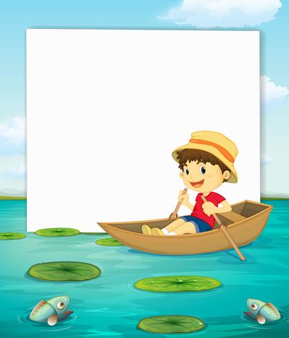 Boy on boat banner vector