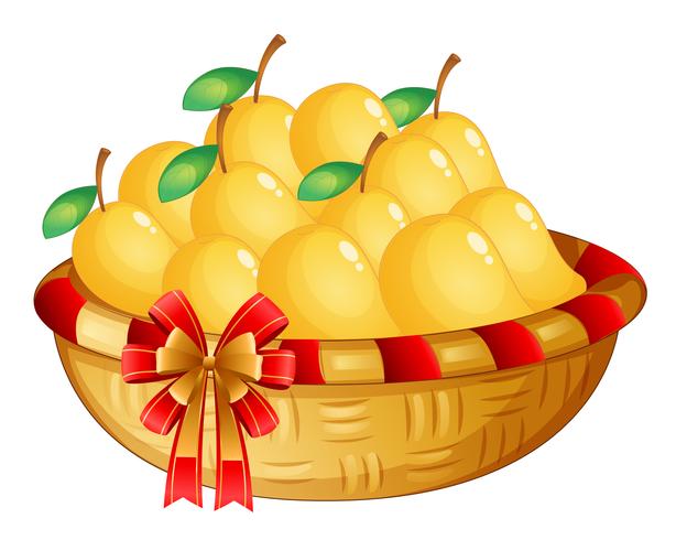 Una cesta de mangos maduros. vector