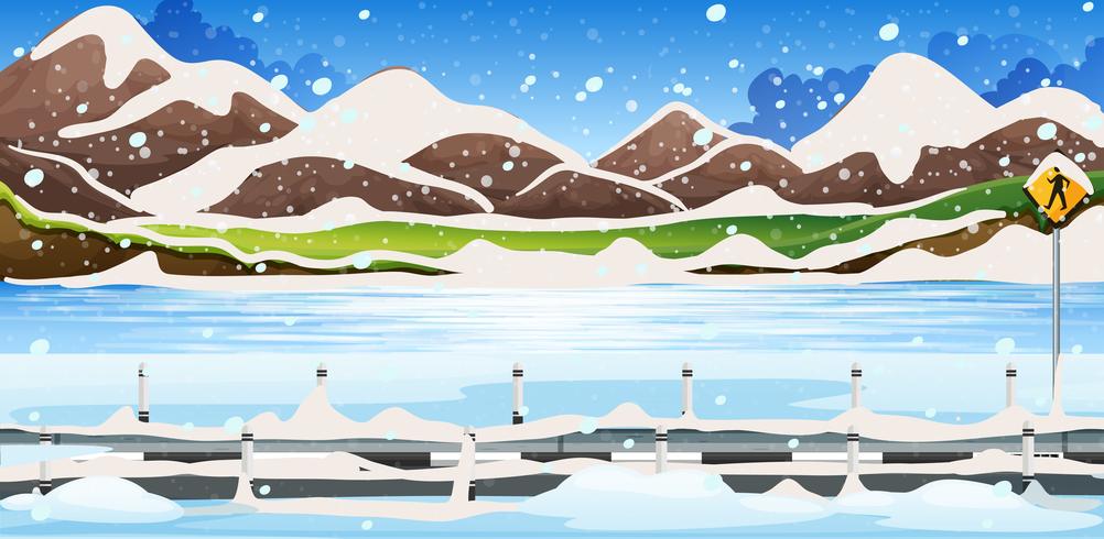 Background scene with snow on the mountains vector