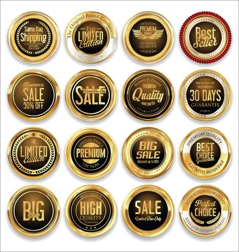 Luxury premium golden badges and labels vector