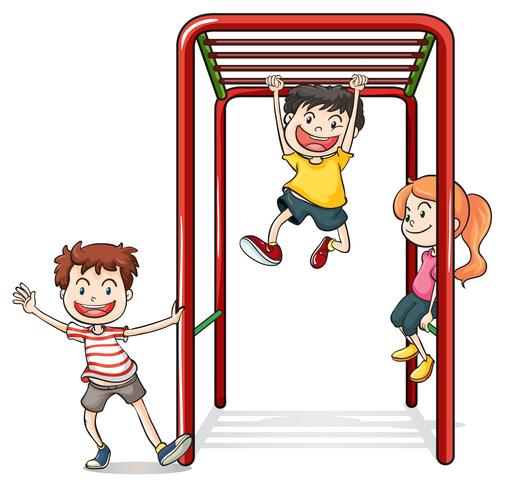 Kids playing with a monkey bars vector