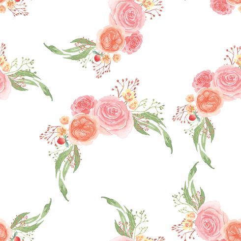 Seamless pattern floral lush watercolour style vintage textile, flowers aquarelle isolated on white background. Design flowers decor for card, save the date, wedding invitation cards, poster, banner design. vector