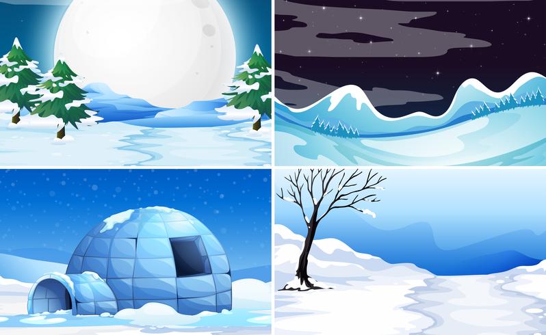 Set of snow background vector