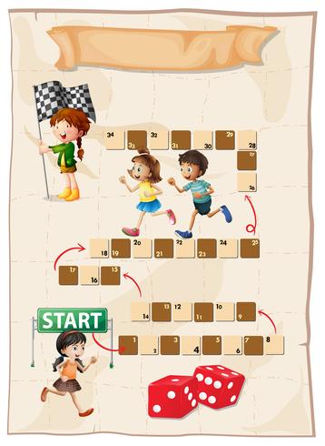 Game template with kids running in race vector