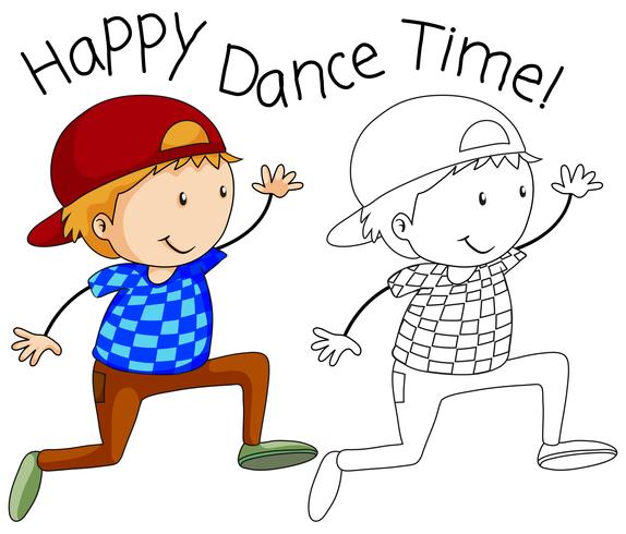 Doodle happy dancer character vector