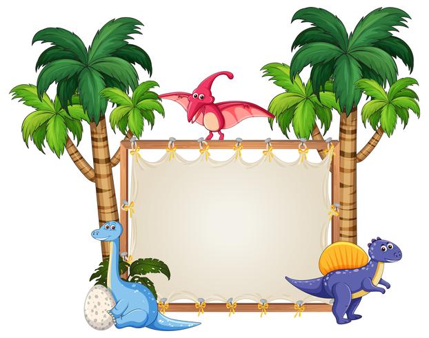 Dinosaur on blank banner vector