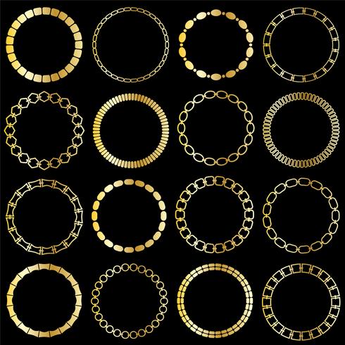 mod gold chain circle frames vector