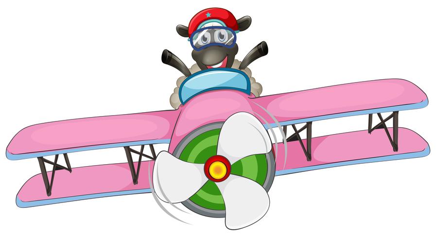 A sheep riding airplane vector