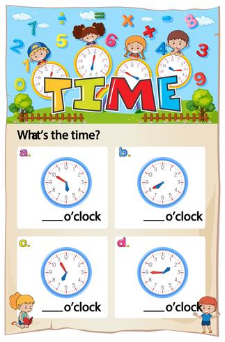 Worksheet for telling time vector