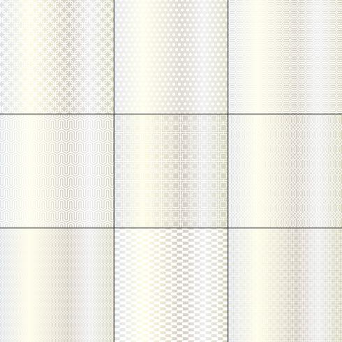 metallic silver and white mod geometric patterns vector