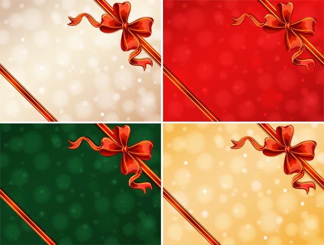 Four background template with red ribbons vector