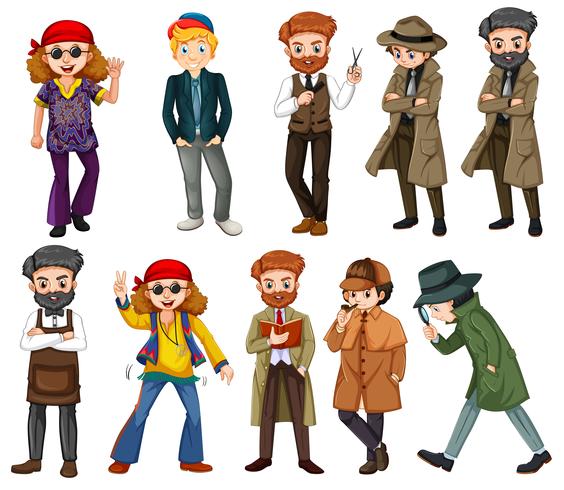 Un conjunto de personajes masculinos. vector