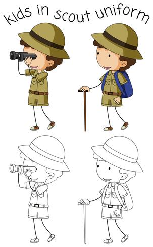 Boy scout character on white background vector