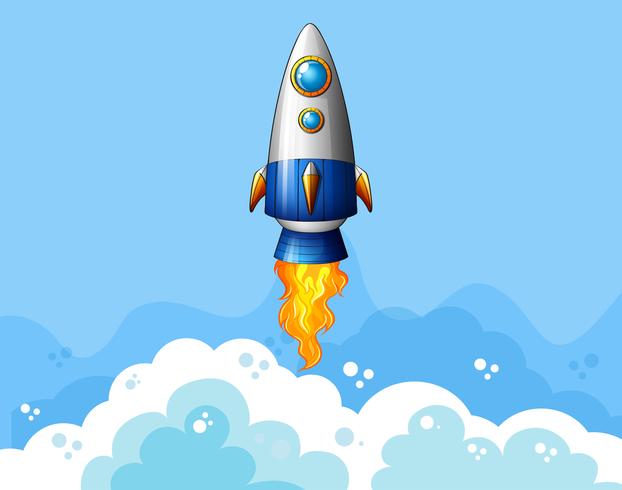 Rocket flying in the sky vector