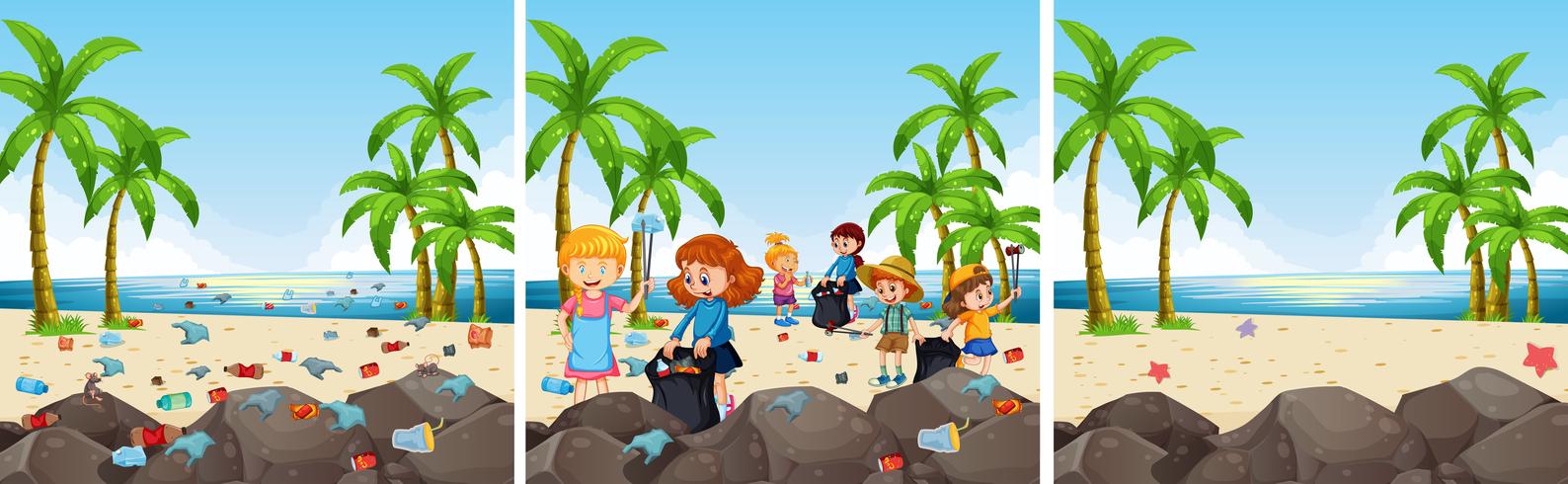 A Set of Beach Cleaning vector