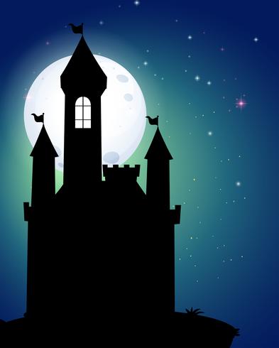 Silhouette of castle under full moon vector