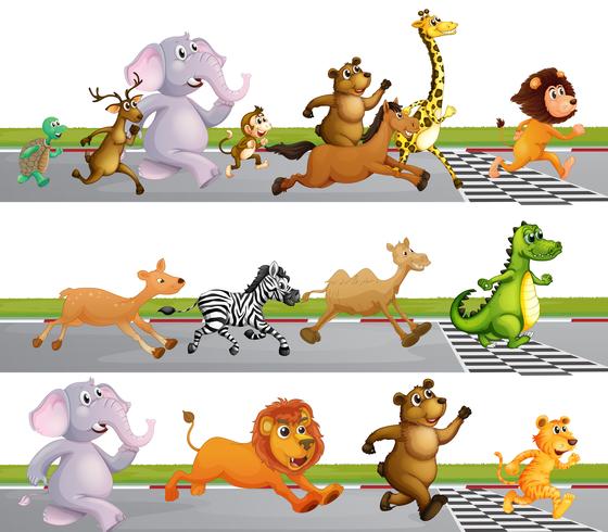 Animals Running Race at Finish Line vector