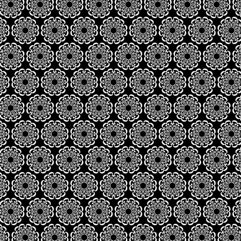 black white ornate circular medallion pattern vector