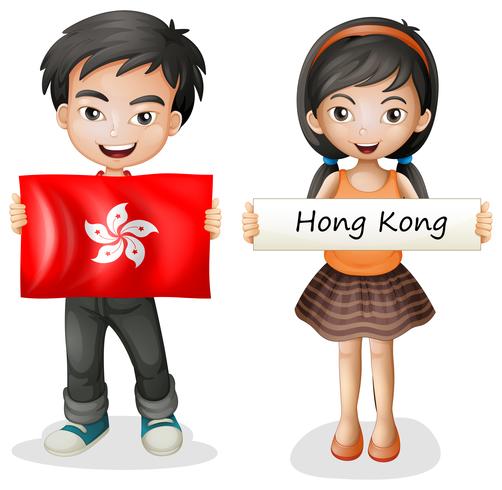 Un niño y una niña de Hong Kong vector