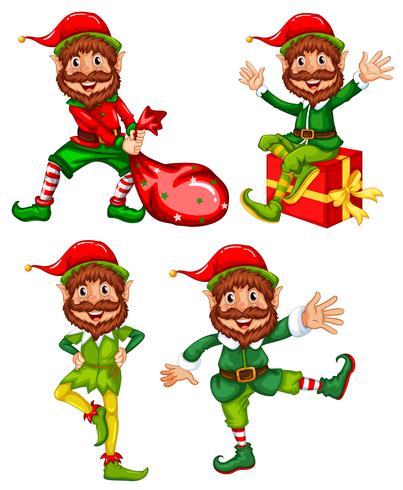 A set of christmas elf vector