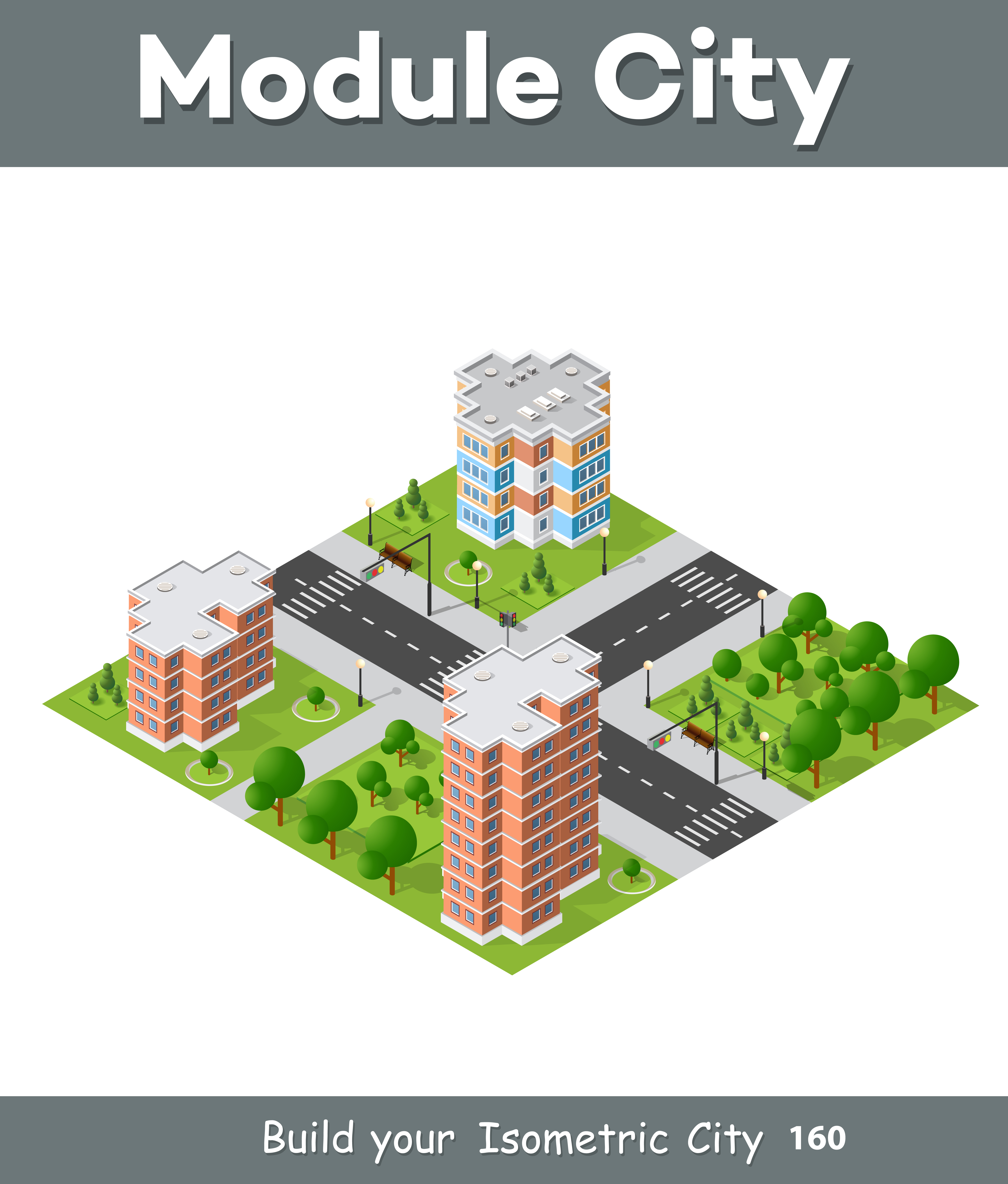 Download City set quarter top view landscape isometric 3D projection 362447 - Download Free Vectors ...