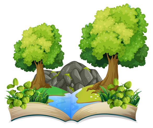 Open book nature theme vector