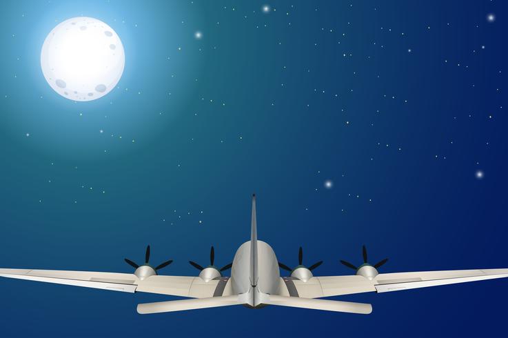 Un avión volando por la noche vector