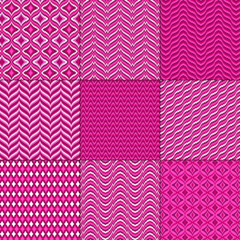 pink red mod bargello geometric patterns vector