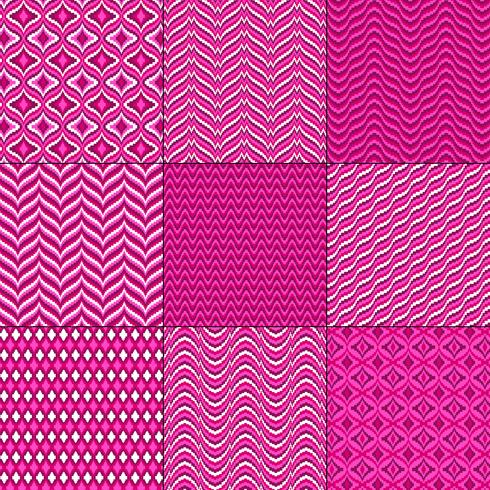 pink red mod bargello geometric patterns vector