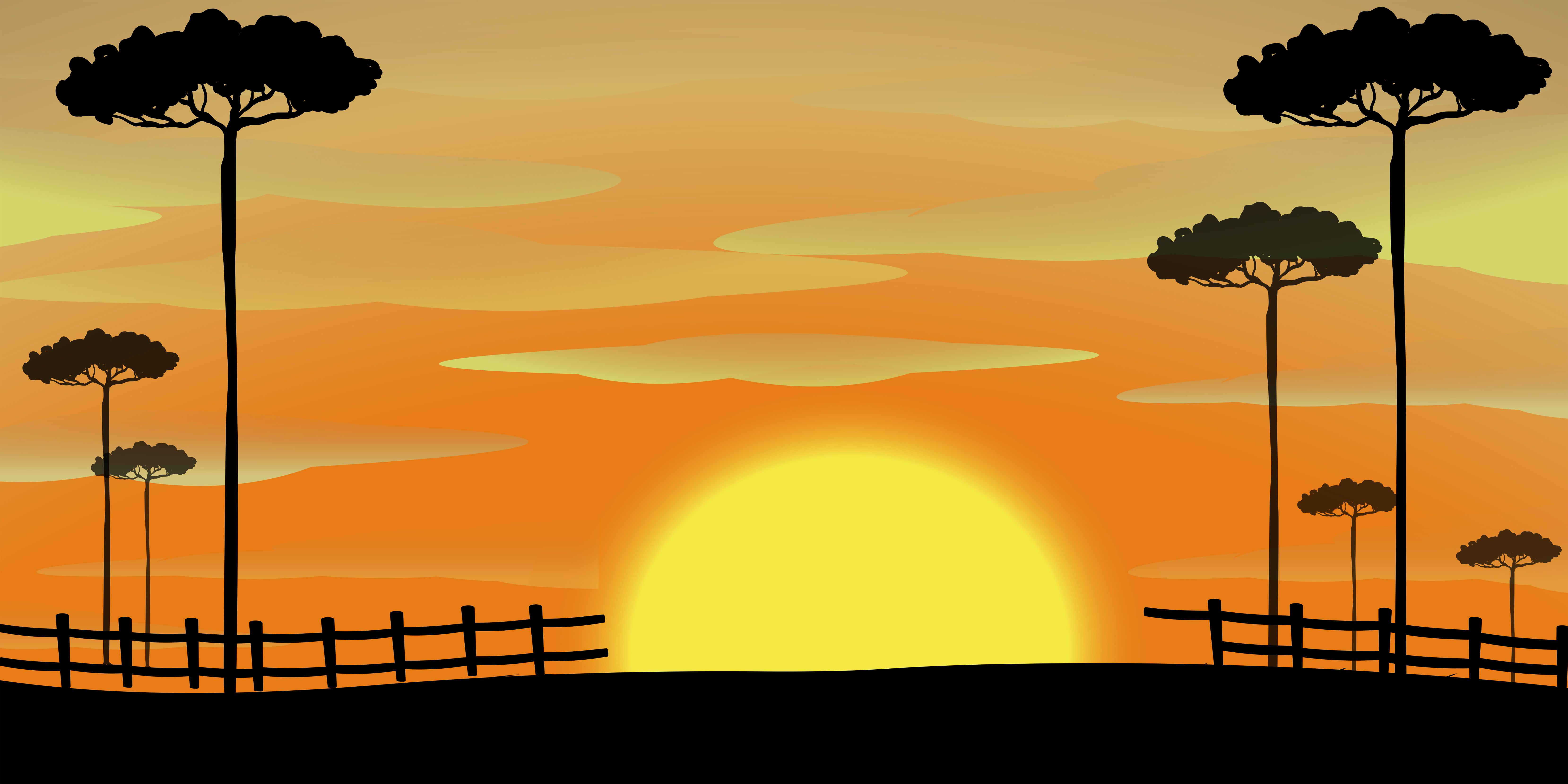 Silhouette scene with tall trees at sunset 362498 Vector Art at Vecteezy