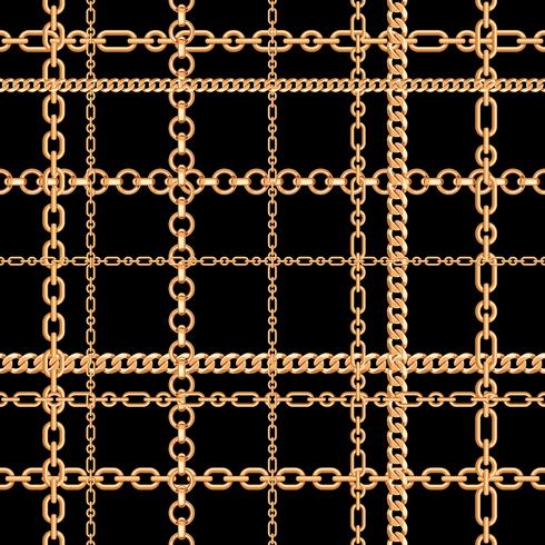 Gold chains seamless pattern. Vector illustration
