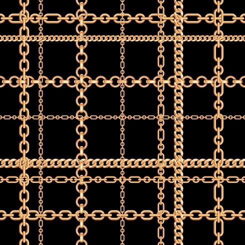 Gold chains seamless pattern. Vector illustration