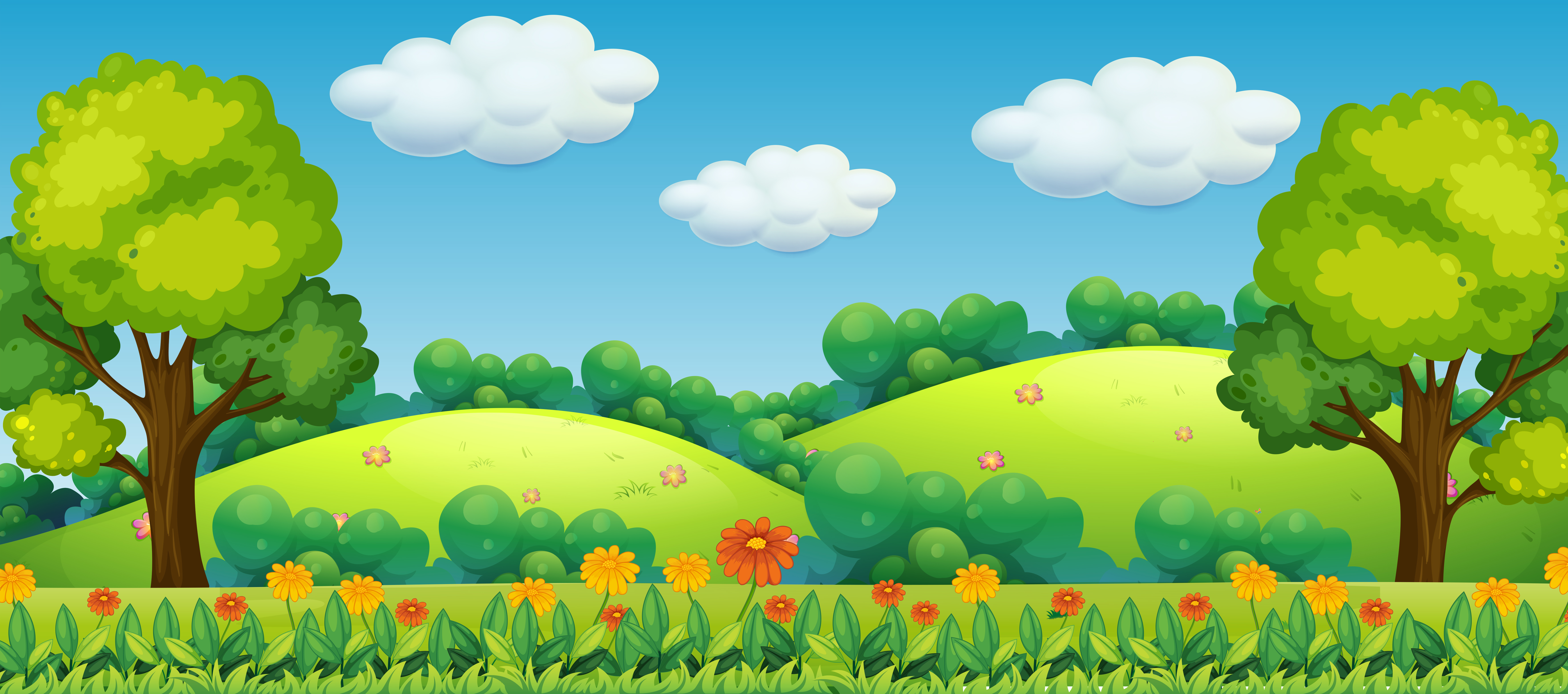 Beautiful summer nature landscape - Download Free Vectors ...