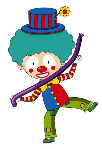 Happy clown with purple balloon vector