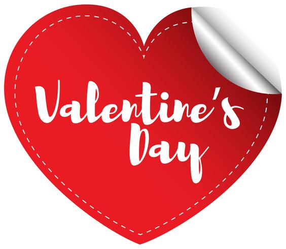 Valentine sticker template with red heart vector