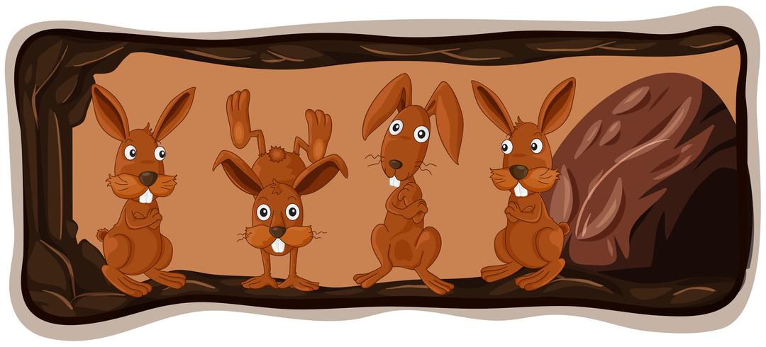 A Rabbit Family in Hole vector