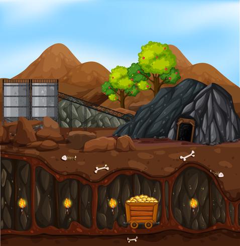 A gold mine landscape vector