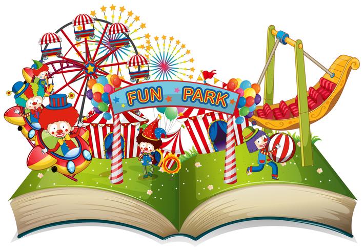 Open book fun park theme vector