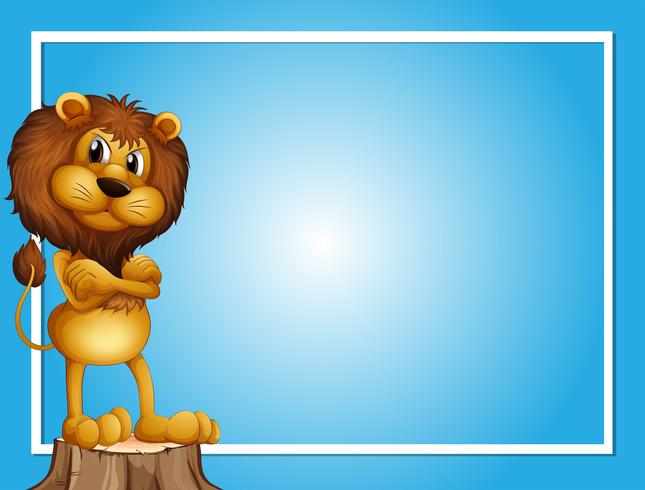 Blue background template with lion on log vector